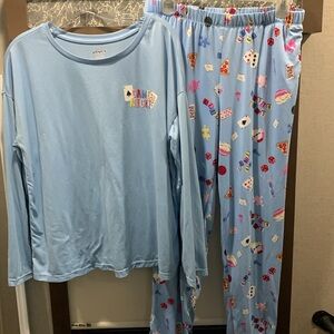 Joyspun Game Night Pajamas Size Med 8-10 Like NEW Cards Dice Pizza Timer Decor